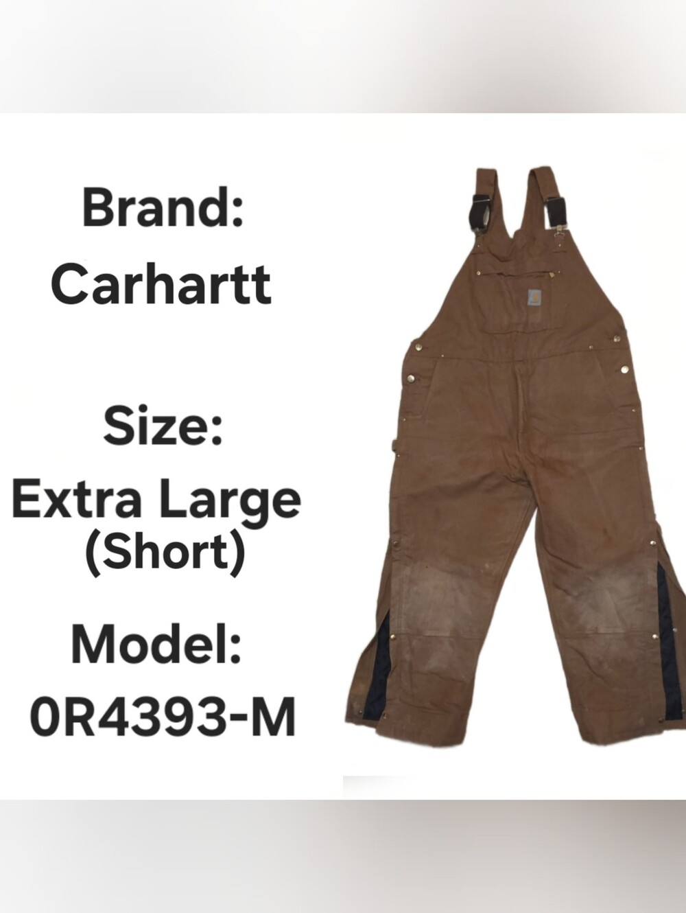 Carhartt Loose Fit Firm Duck Insulated Bib Overalls (OR4393-M) Extra Large Short